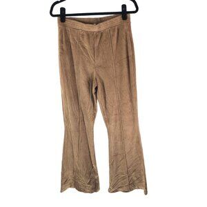Aerie Womens Groove-On Rib Velour Flare Pant Pull On High Rise Brown Size M